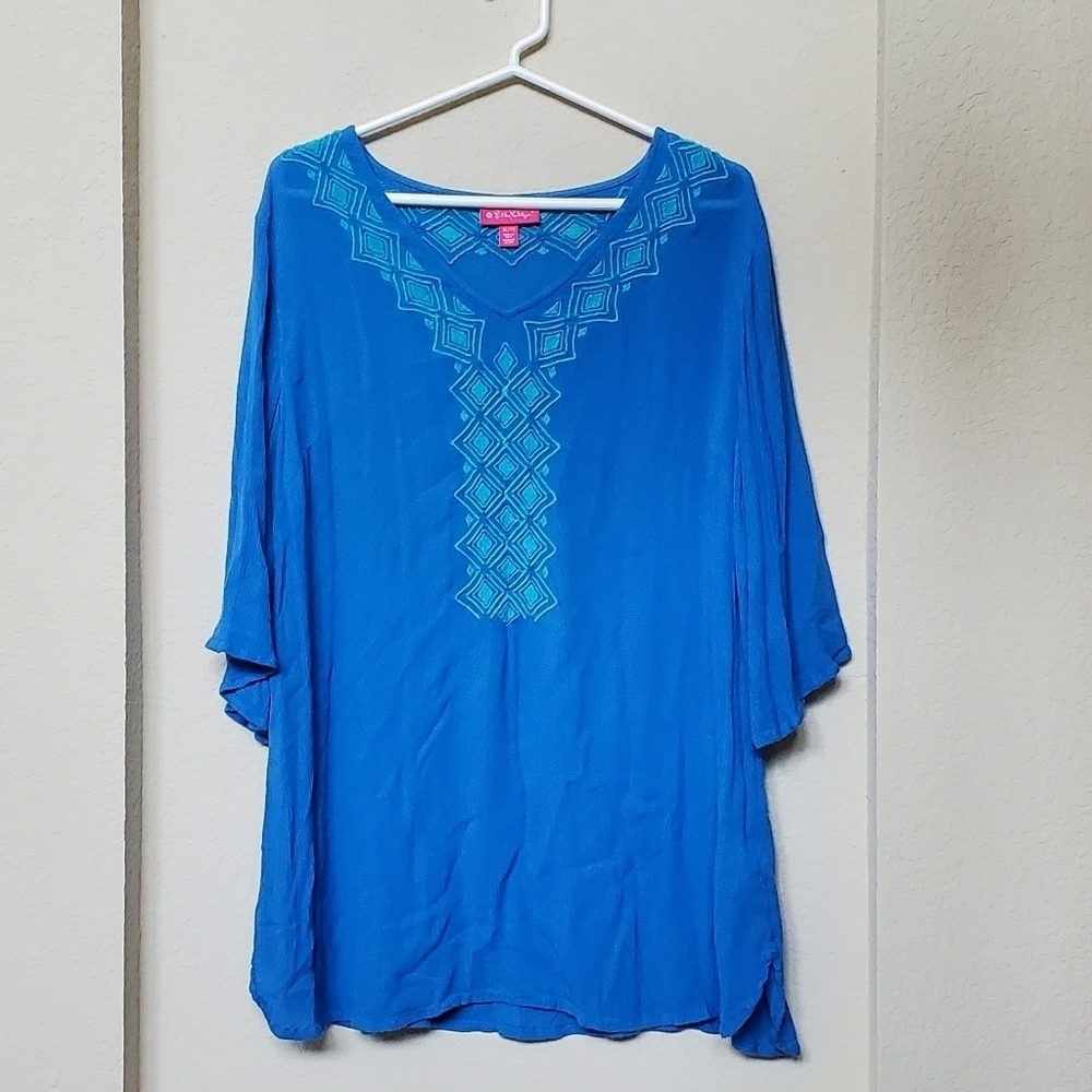 Lilly Pulitzer for Target Blue Tunic with Turquoise Embroidery